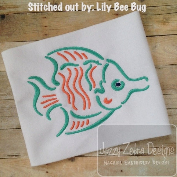 Fish satin stitch machine embroidery design