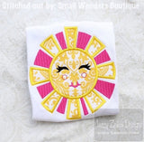 Girl Sun appliqué machine embroidery design