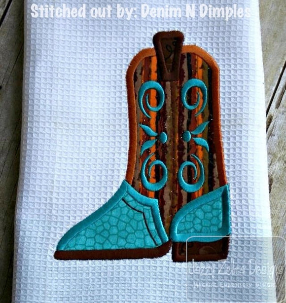 Girl Cowboy Boot appliqué machine embroidery design