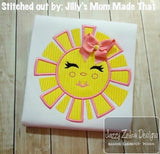Girl Sun appliqué machine embroidery design
