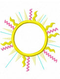Sun monogram frame appliqué machine embroidery design