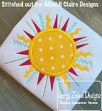 Sun monogram frame appliqué machine embroidery design