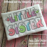 Little Sister Sketch machine Embroidery Design - instant download design