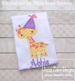 Giraffe Birthday Appliqué Machine Embroidery Design