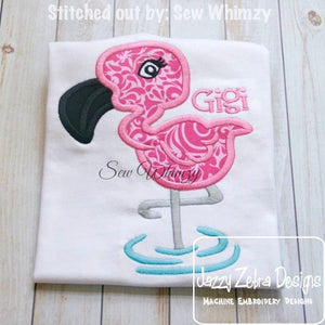 Flamingo applique machine embroidery design
