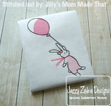 Birthday girl bunny with balloon sketch machine embroidery design