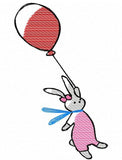 Birthday girl bunny with balloon sketch machine embroidery design