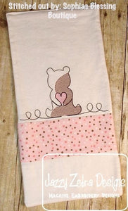 Bear with heart sketch machine embroidery design