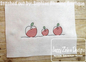 Simple Apples mini sketch machine embroidery design