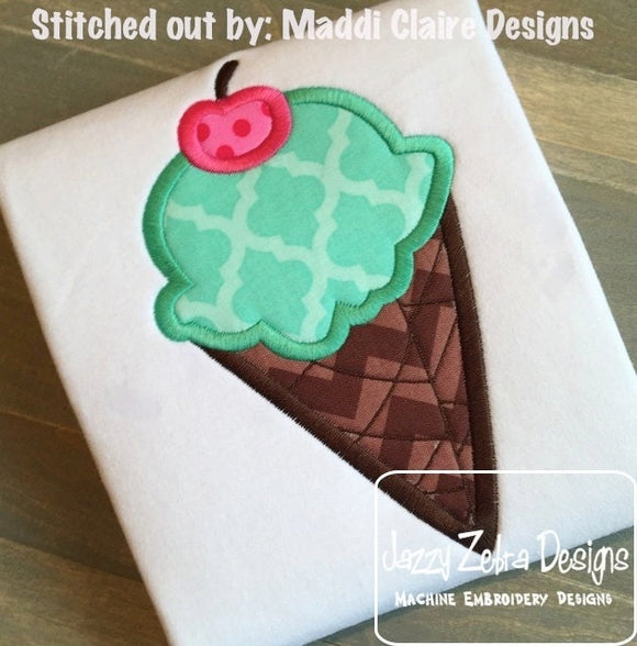 Ice cream waffle cone appliqué machine embroidery design