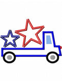 Truck with patriotic stars applique machine embroidery design