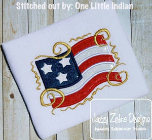 USA Flag applique machine embroidery design