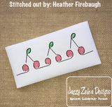 Simple Cherries mini sketch machine embroidery design