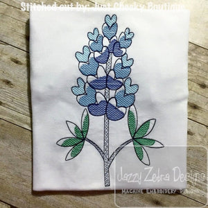 Blue Bonnet flower sketch machine embroidery design