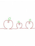 3 Apples in a row vintage stitch machine embroidery design