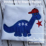 Patriotic Dinosaur appliqué machine embroidery design