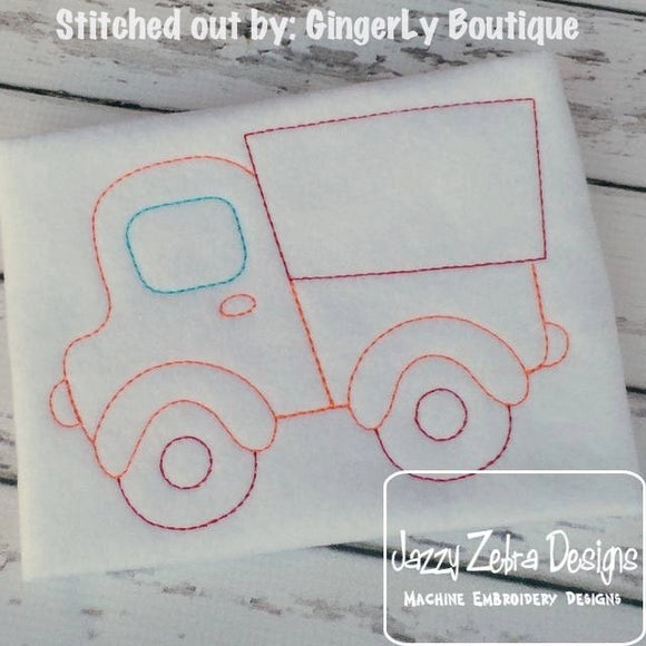 Dump Truck vintage stitch machine embroidery design