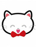 Cat Face with bow tie appliqué embroidery design