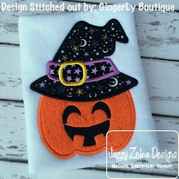 Witch Pumpkin applique machine embroidery design