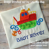 Fishing Boat Appliqué machine embroidery design