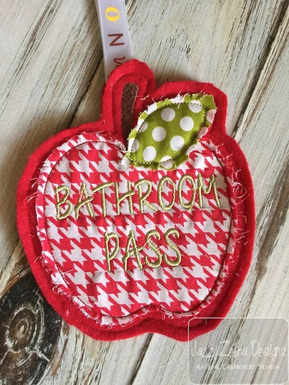 Apple Teacher hall Passes In The Hoop machine embroidery design