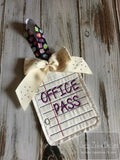 Note Book Paper Teacher hall passes In The Hoop machine embroidery design