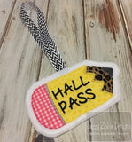 Bundle of 4 Teacher hall passes In The Hoop machine embroidery design