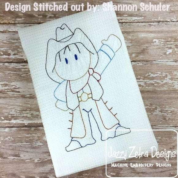 Cowboy vintage stitch machine embroidery design