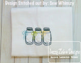 3 Mason jar sketch machine embroidery design