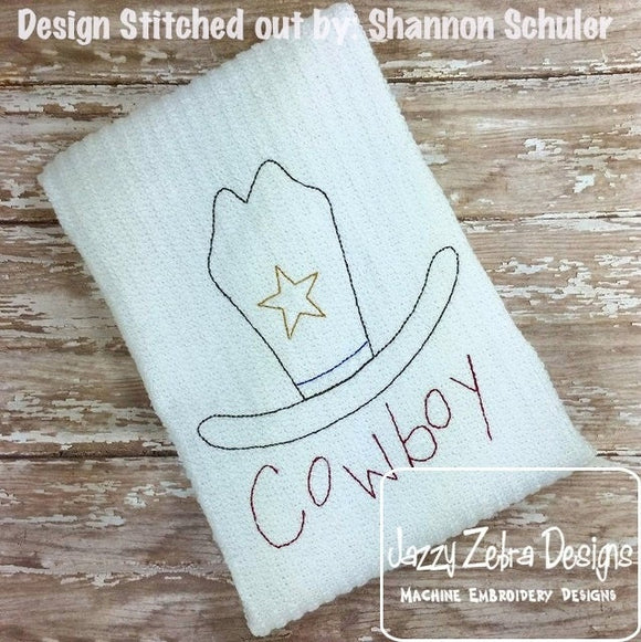 Cowboy Hat and word vintage stitch machine embroidery design