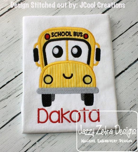 School Bus appliqué machine embroidery design
