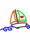 Sail Boat appliqué machine embroidery design