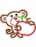 Monkey with Apple appliqué machine embroidery design