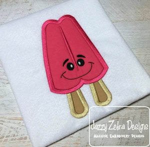 Double Popsicle with face appliqué machine embroidery design