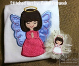 Praying Angel applique machine embroidery design