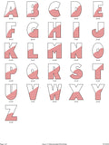 Sketch Font Machine Embroidery Designs bundle 26 letters included in 4 sizes
