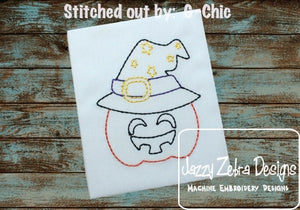Witch Pumpkin vintage stitch machine embroidery design