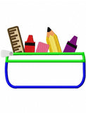 School pencil case appliqué machine embroidery design