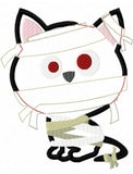 Mummy cat with raggedy edge bandages appliqué machine embroidery design