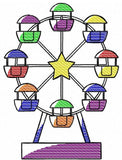 Ferris Wheel sketch machine embroidery design