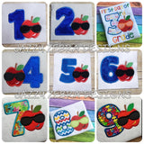 Apple boy number appliqué machine embroidery designs bundle