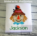 Scarecrow with crow appliqué machine embroidery design