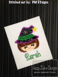 Witch face applique machine embroidery design