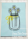 Daisies in Jar Sketch machine Embroidery Design - instant download design