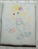 Mermaid vintage stitch machine embroidery design