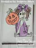 Halloween Girl sketch machine embroidery design