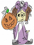Halloween Girl sketch machine embroidery design