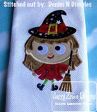 Halloween Witch Applique machine embroidery Design