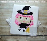 Halloween Witch Applique machine embroidery Design