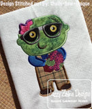 Zombie boy appliqué machine embroidery design